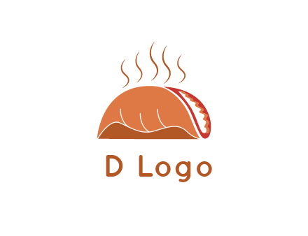 steam rising from taco for Mexican food logo