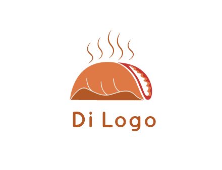 steam rising from taco for Mexican food logo