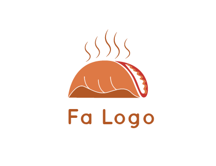 steam rising from taco for Mexican food logo