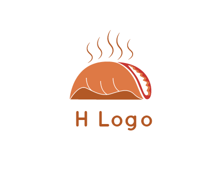 steam rising from taco for Mexican food logo