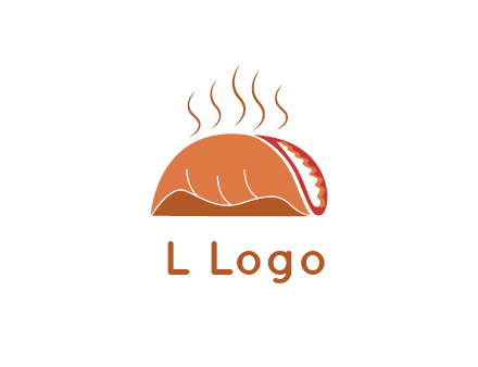 steam rising from taco for Mexican food logo