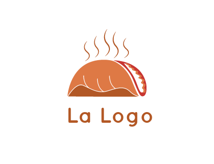 steam rising from taco for Mexican food logo