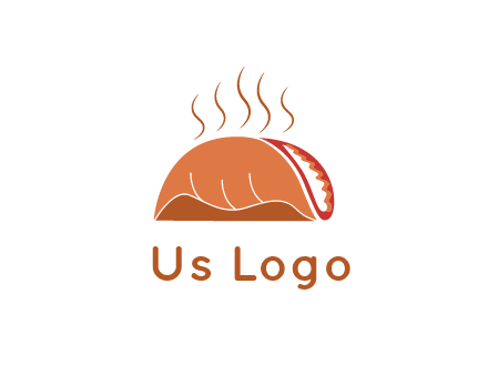 steam rising from taco for Mexican food logo