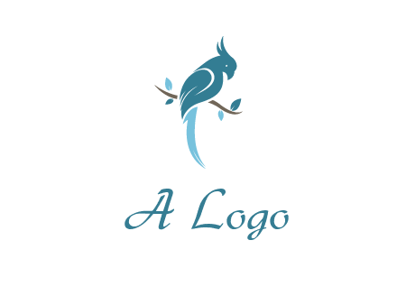 fancy parrot sitting on branch pet logo icon