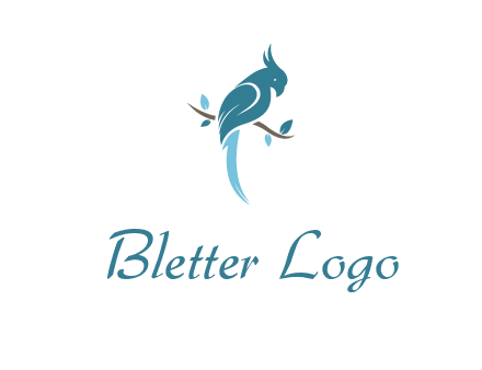 fancy parrot sitting on branch pet logo icon