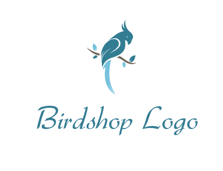 fancy parrot sitting on branch pet logo icon