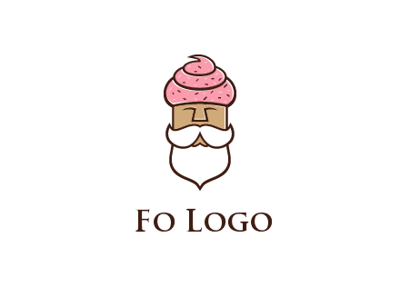 old bearded man with an ice cream turban