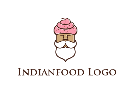 old bearded man with an ice cream turban