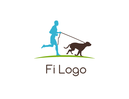 fitness logo of a jogger with dog