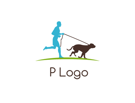 fitness logo of a jogger with dog