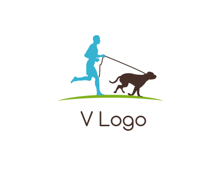 fitness logo of a jogger with dog