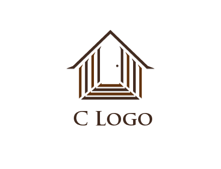 house construction logo with mandela effect on the stairs leading to a door