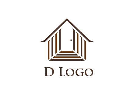 house construction logo with mandela effect on the stairs leading to a door