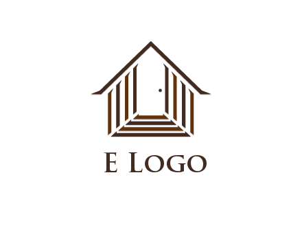 house construction logo with mandela effect on the stairs leading to a door