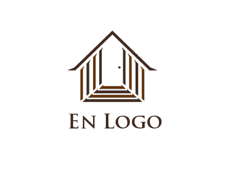 house construction logo with mandela effect on the stairs leading to a door