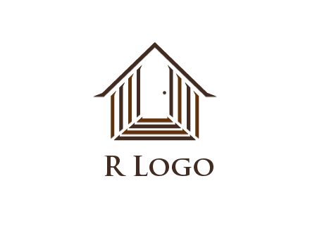 house construction logo with mandela effect on the stairs leading to a door