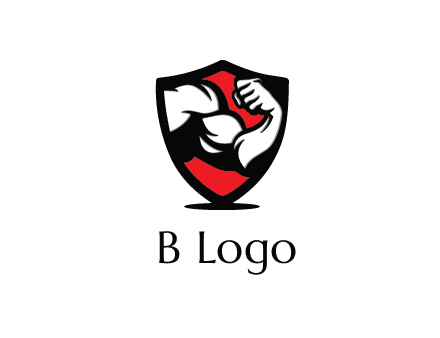 bicep of a bodybuilder in a fitness logo