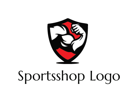 bicep of a bodybuilder in a fitness logo