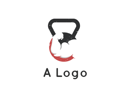 kettlebell gym shaped logo with bodybuilder arm