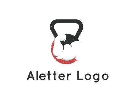 kettlebell gym shaped logo with bodybuilder arm