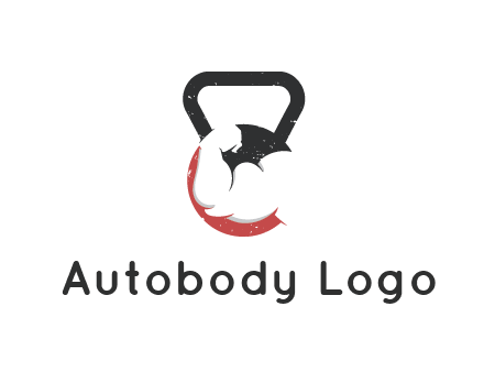 kettlebell gym shaped logo with bodybuilder arm