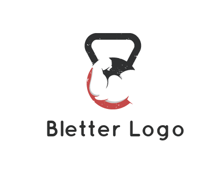 kettlebell gym shaped logo with bodybuilder arm