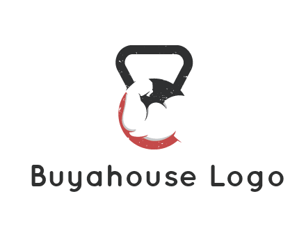 kettlebell gym shaped logo with bodybuilder arm