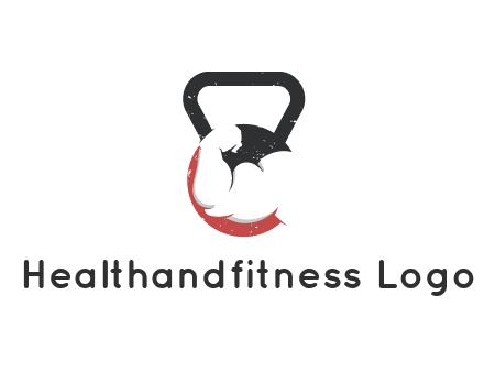 kettlebell gym shaped logo with bodybuilder arm