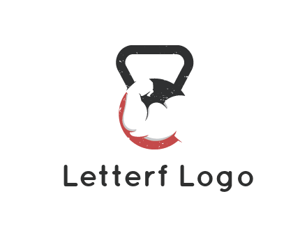 kettlebell gym shaped logo with bodybuilder arm