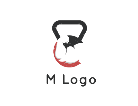 kettlebell gym shaped logo with bodybuilder arm