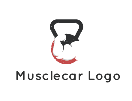 kettlebell gym shaped logo with bodybuilder arm