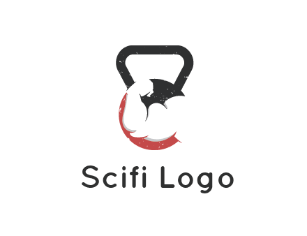 kettlebell gym shaped logo with bodybuilder arm