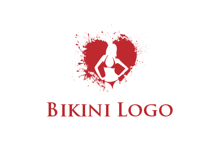 girl wear bikini inside heart splash logo