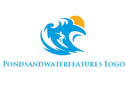 sun, surfing and the waves logo