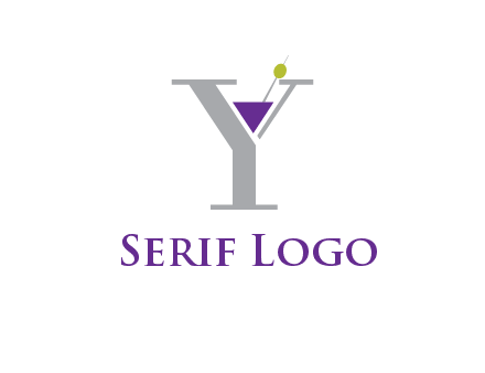 wine with olive inside letter Y logo