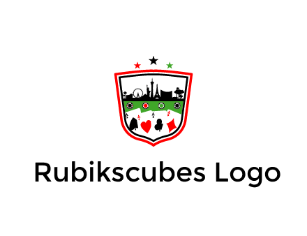 logo with aces in cards and outline of famous landmarks