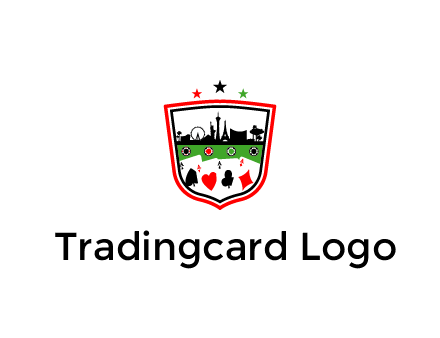 logo with aces in cards and outline of famous landmarks