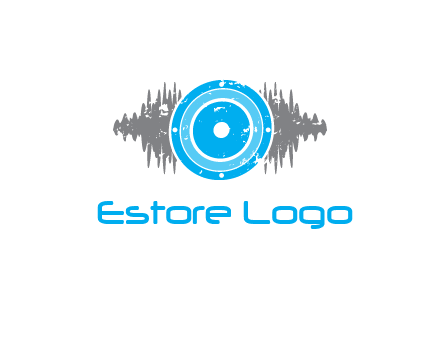 sound waves behind speaker logo