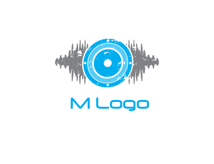 sound waves behind speaker logo