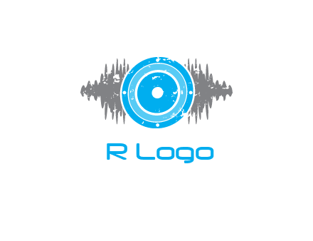 sound waves behind speaker logo