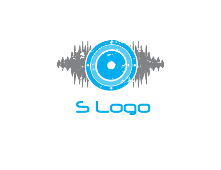 sound waves behind speaker logo