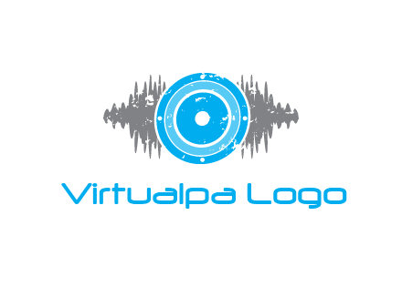 sound waves behind speaker logo