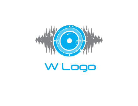 sound waves behind speaker logo