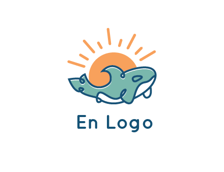 whale in front of sun icon