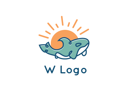 whale in front of sun icon