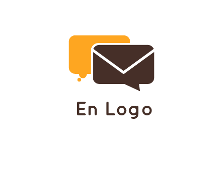 logo with a mail icon overlapping a chat or speech bubble