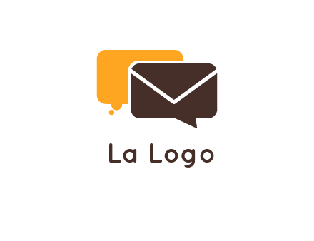 logo with a mail icon overlapping a chat or speech bubble