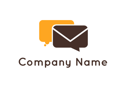 logo with a mail icon overlapping a chat or speech bubble