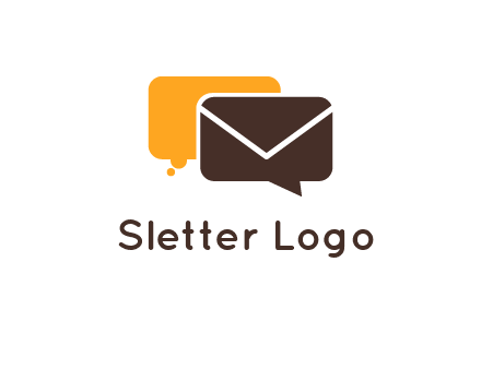 logo with a mail icon overlapping a chat or speech bubble