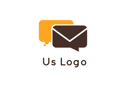 logo with a mail icon overlapping a chat or speech bubble